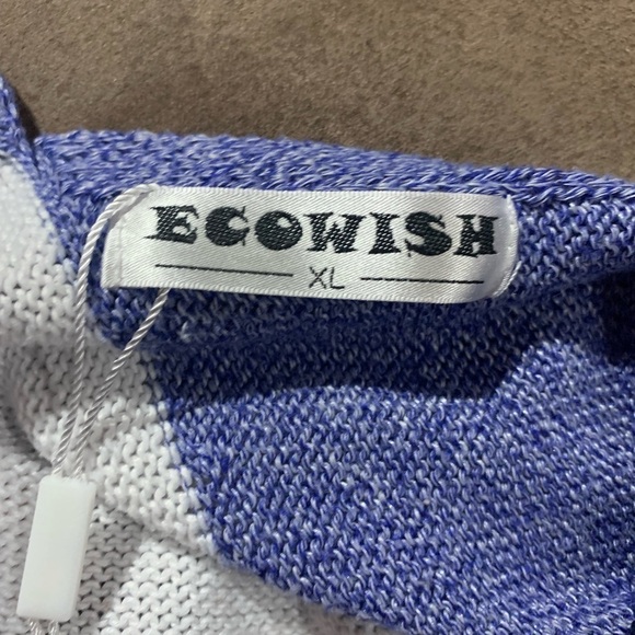 ECOWISH Color Block Stripe Brush Knit Open Cardigan Rainbow Orange Blue XL - Picture 6 of 6